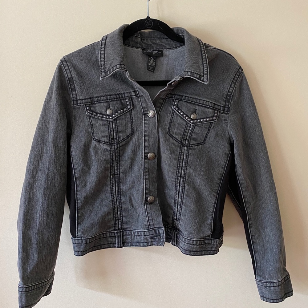 Gray studded premium jean jacket